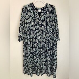 J Jill 3/4 Sleeve Floral Tunic Dress 2X NWT